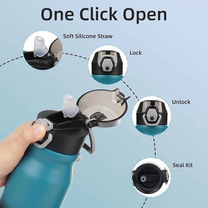 BJPKPK Water Bottle with Straw 25oz Insulated Water Bottles Reusable Stainless - Image 3