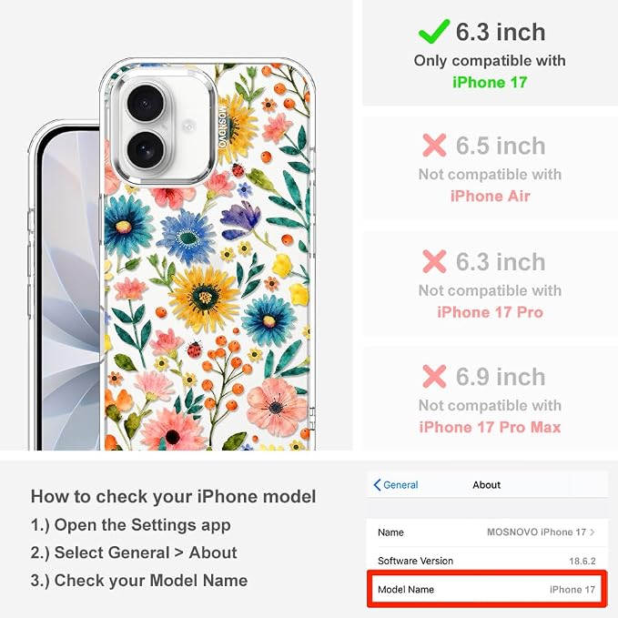 MOSNOVO for iPhone 17 Case, Shockproof Military-Grade Protection 6.6ft Drop - Image 2