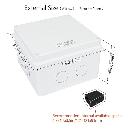 LeMotech Junction Box, Electrical Box IP65 Water Resistant Dustproof ABS - Image 2
