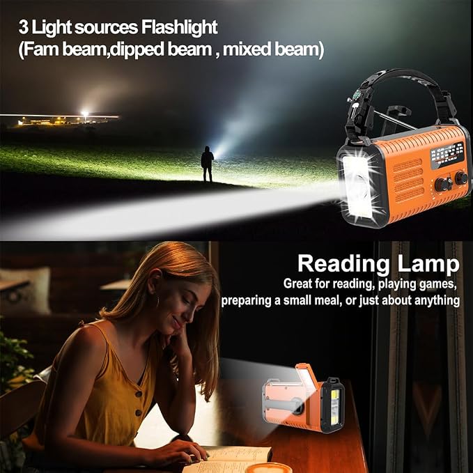 20000mAh Weather Radio NOAA/AM/FM, Emergency Radio Hand Crank Solar Flashlight - Image 5