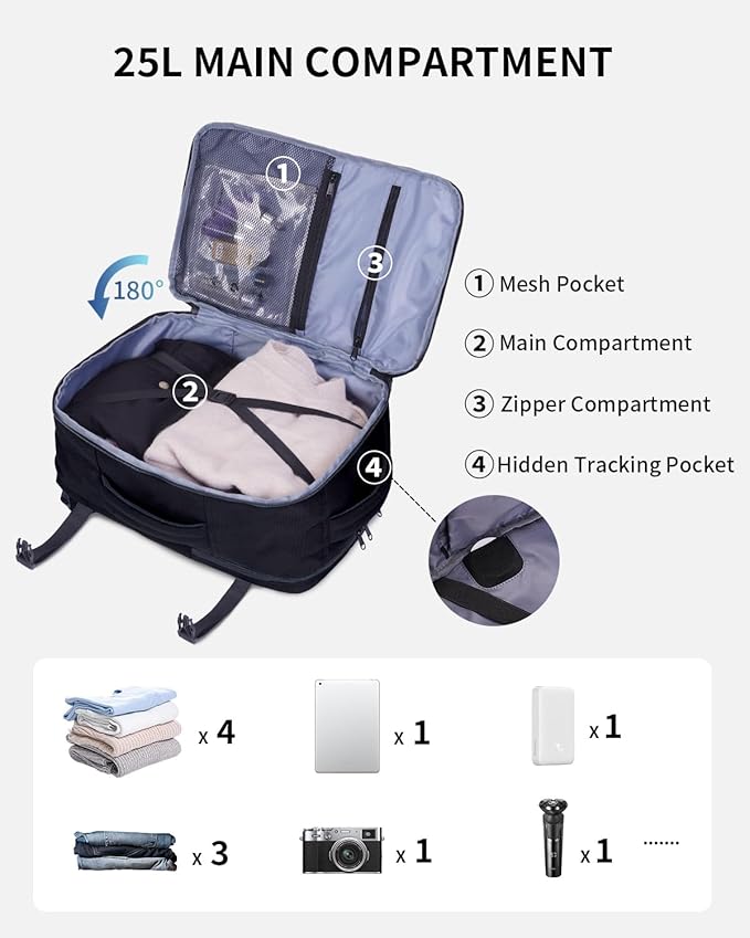 ECOHUB 17" Small Travel Backpack, United Airlines Personal Item Bag 17x10x9 - Image 3