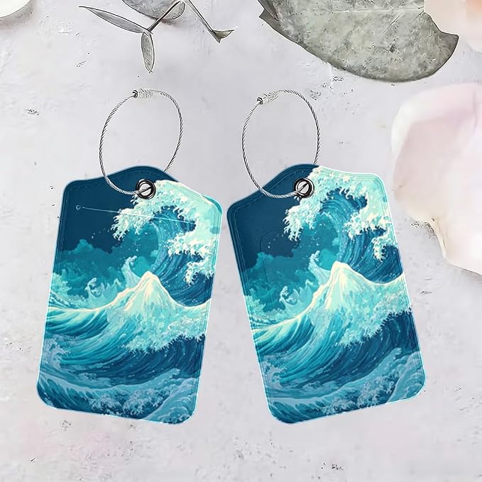 2Pcs Deep Ocean Blue Luggage Tags - Image 4