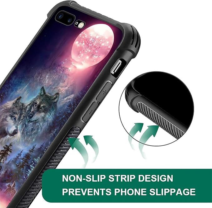 for iPhone 7/8 Case, Star Two Wolfs Howling Pattern Graphic Design Girl Boy - Image 5
