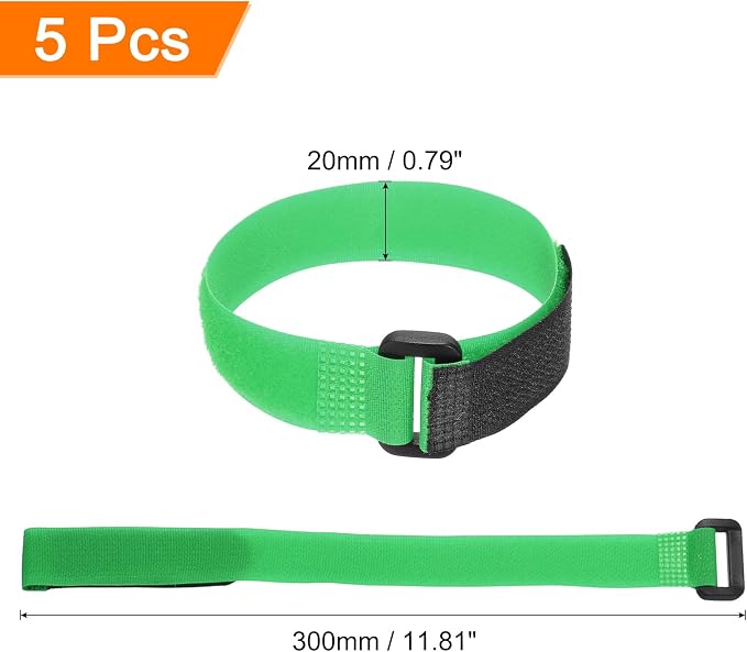 MECCANIXITY 5Pcs Reusable Battery Tie Down Straps, 0.8x12" Green Nylon - Image 2