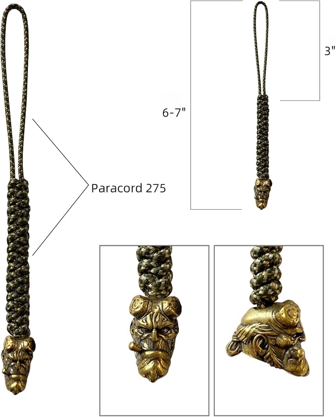 Handmade Lanyards with Brass Beads – Paracord 550 Survival Gear Leash - Image 3