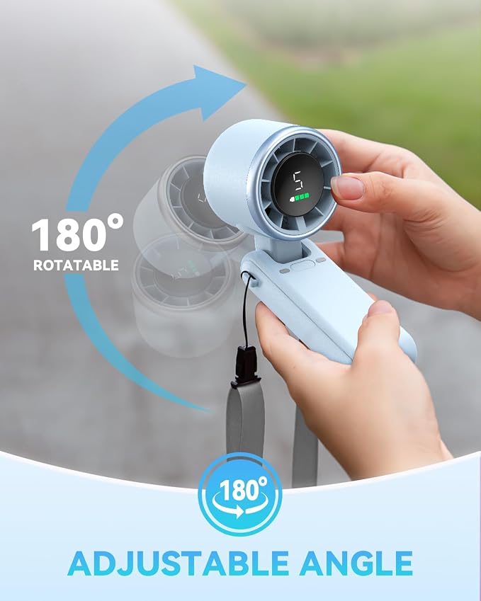 PlayHot Portable Handheld Turbo Fan, 5-Speed Personal Fans, 5000mAh - Image 8