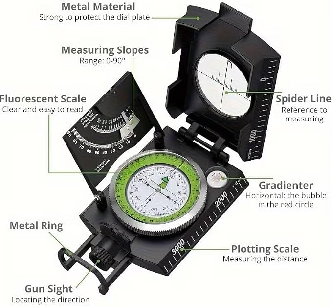 Multifunctional Military Aiming Navigation Compass Compass | IP65 Military - Image 2