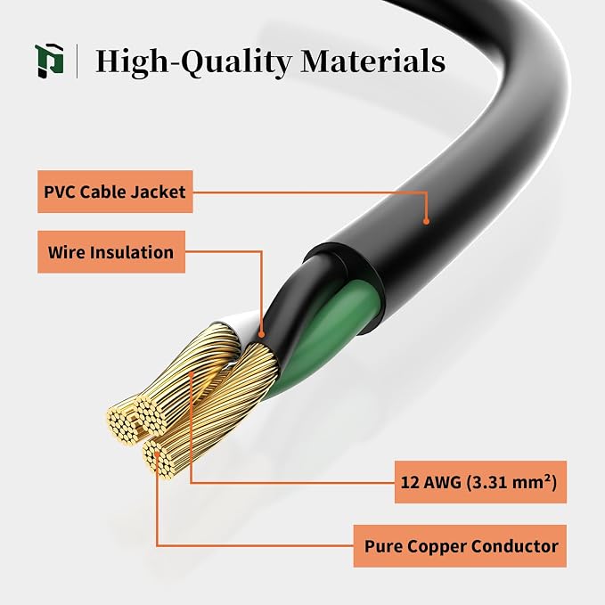 PLUGTUL Outdoor Extension Cord 3FT, 12 Gauge Extension Cord - Image 4