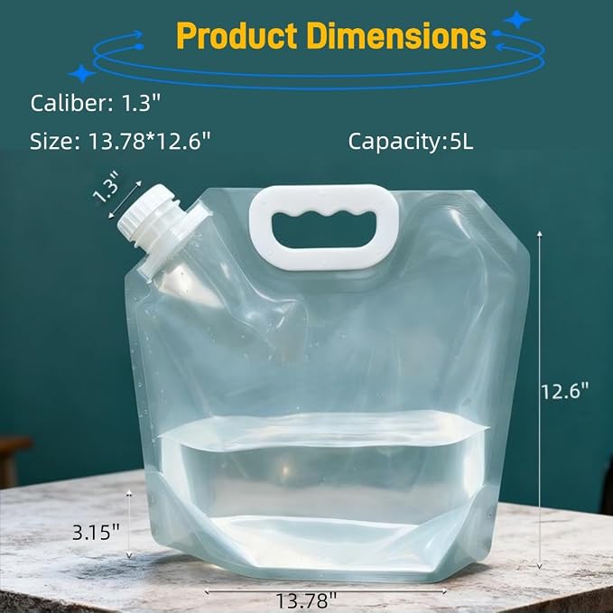4 Pack 5L BPA Free Collapsible Water Tank Container Portable Lightweight Space - Image 2