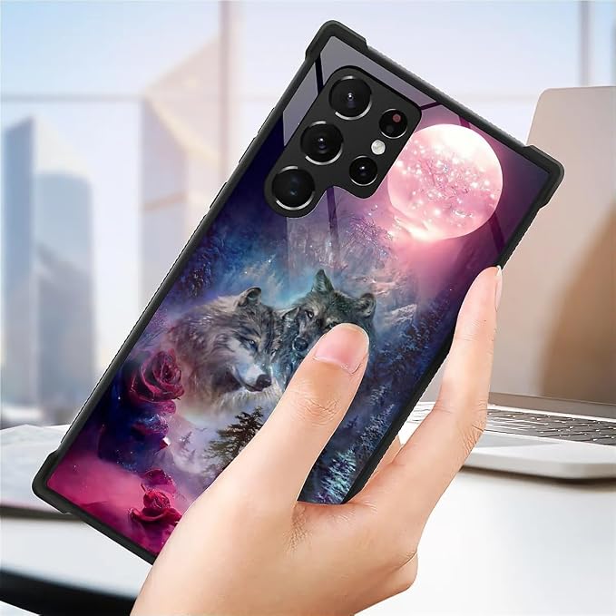 for Samsung Galaxy S22 Ultra Case, Star Two Wolfs Howling Pattern Graphic - Image 7