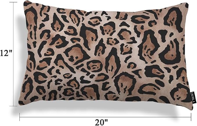 EKOBLA 12"x20" Throw Pillow Cover Leopard Skin Real Jaguar Print Abstract Brown - Image 4