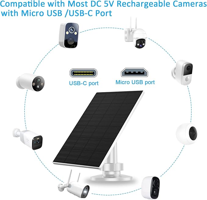2W Solar Panel for Security Camera Outdoor, USB/USB-C Charger - Image 6