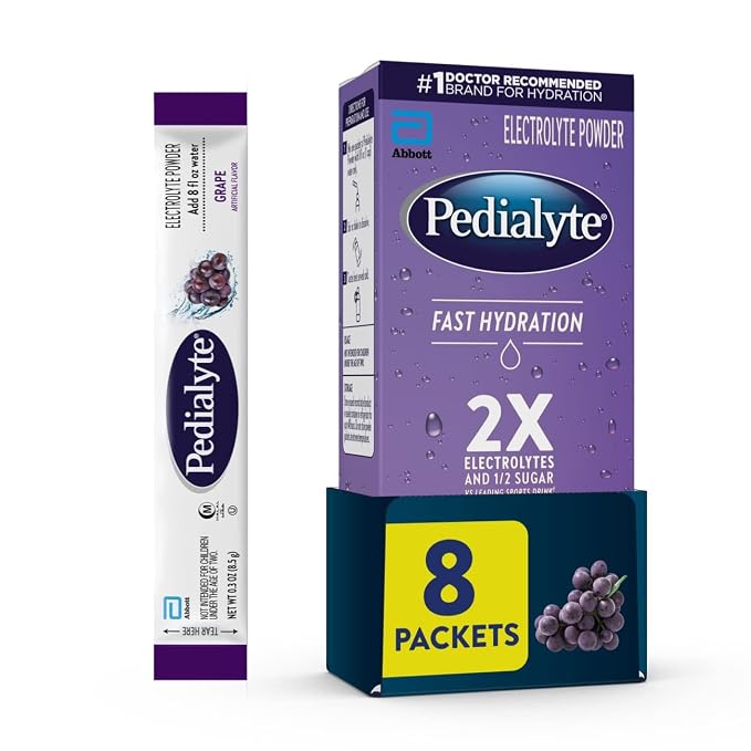 Pedialyte Fast Hydration Electrolyte Powder Packets, Hydration Drink, 8 by Pedialyte