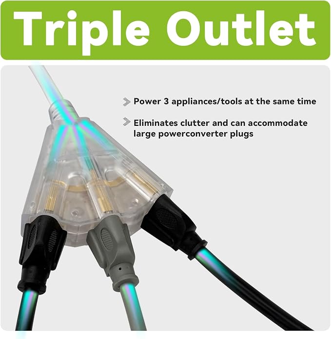 EP 6FT 12 Gauge Heavy Duty Extension Cord, 15A 125V 1875W, 3 Outlet - Image 3