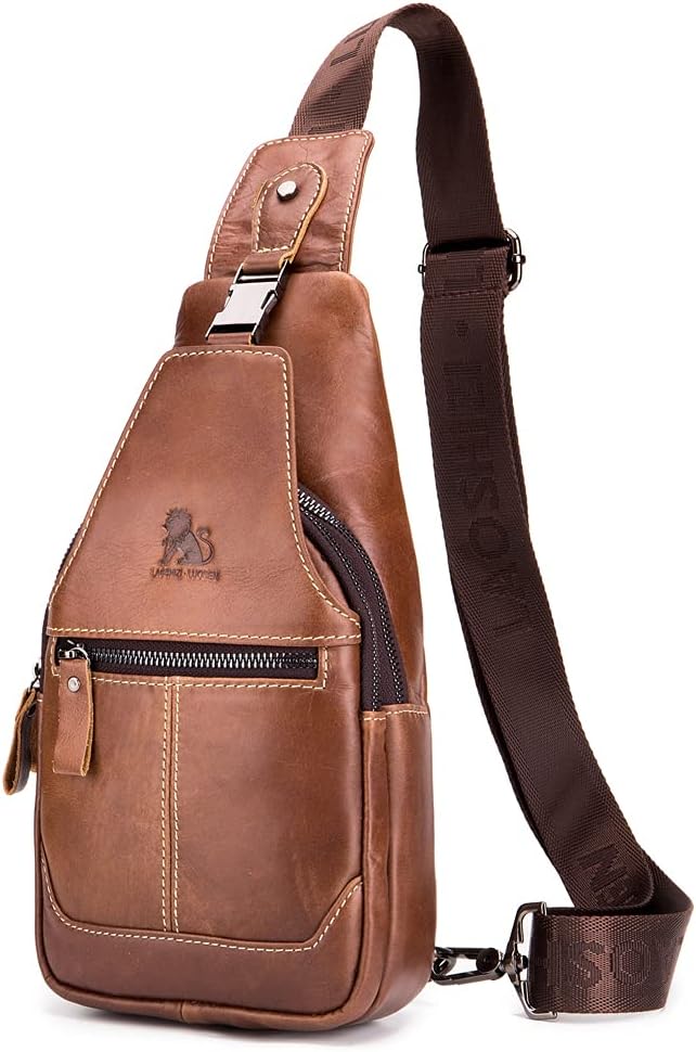 Hebetag Leather Sling Bag Crossbody Backpack by Hebetag