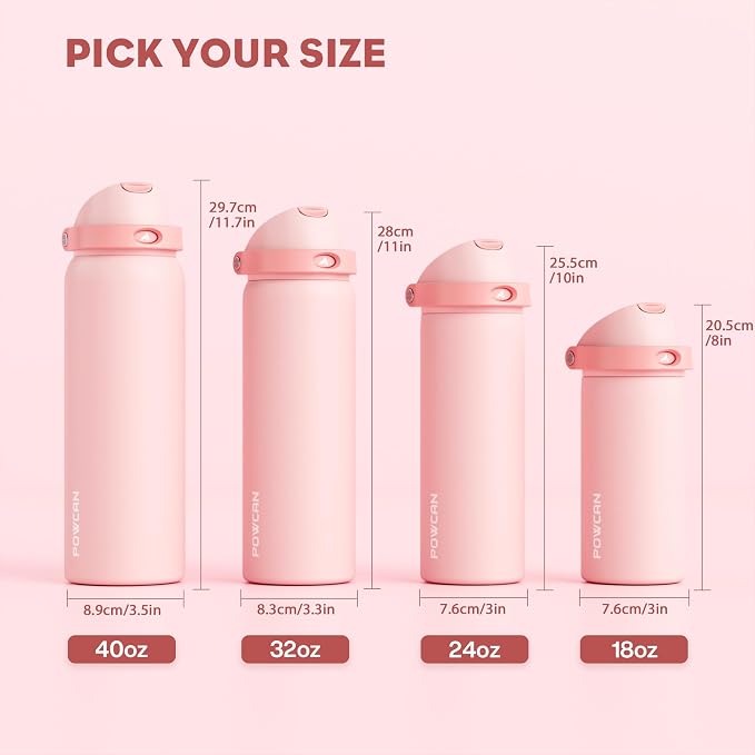 POWCAN 18 oz Insulated Water Bottle: 2-in-1 Push-Button Spout & Quick-Flip - Image 8
