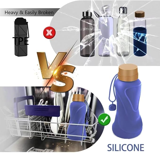 Collapsible Water Bottles, Leak Proof, Reuseable BPA Free Silicone Foldable - Image 6