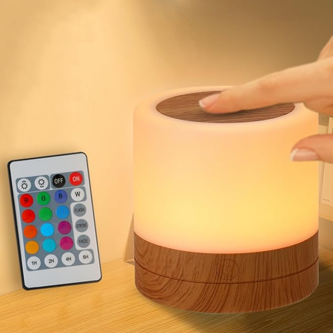 Nursery Night Light for Kids, USB Rechargeable Small Desk Lamp, 13 RGB Colors & by Unknown