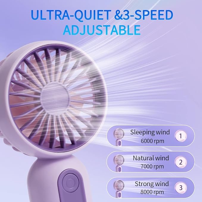 VanSmaGo 6 Pack Mini Handheld Fans, USB Rechargeable Personal Fan Set - Image 3