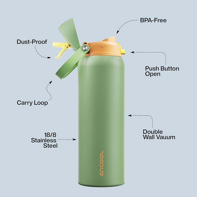 Insulated Water Bottle with Straw - Image 4