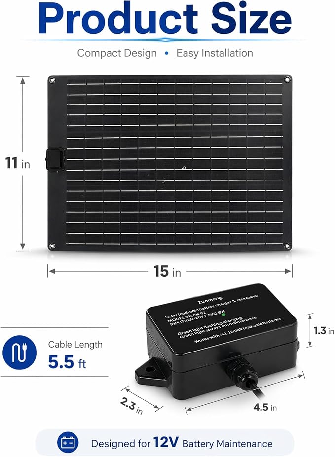 20W Solar Battery Maintainer & Trickle Charger, MPPT & Pulse Tech Solar Panel - Image 6