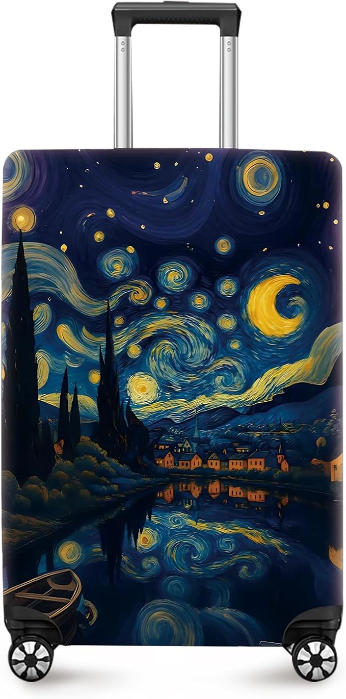 ANNA QUEEN Starry Night Art Luggage Cover, Van Gogh Inspired Suitcase Protector by ANNAQUEEN