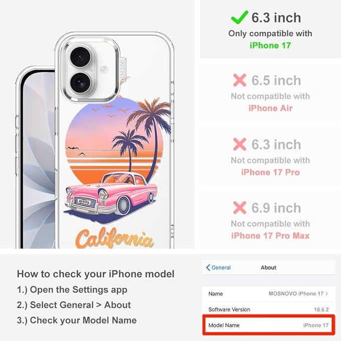 MOSNOVO for iPhone 17 Case, Shockproof Military-Grade Protection 6.6ft Drop - Image 2