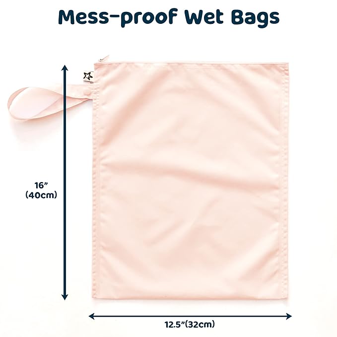 Tiny Twinkle Mess Proof Wet Bags | 2-Pack Reusable Waterproof Wet Bags - Image 3