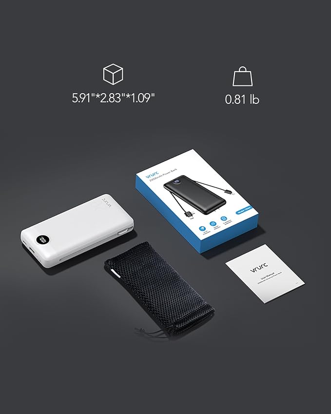 VRURC Power Bank 20000mAh, Fast Charging Portable Charger USB C, 4 Output 2 - Image 6