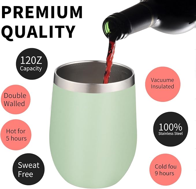 12oz/6 Pack Wine Tumbler Glasses - Image 4