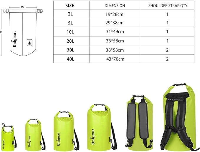 Unigear Dry Bag Waterproof, 2L/5L/10L/20L/30L/40L Floating and Lightweight Bags - Image 2