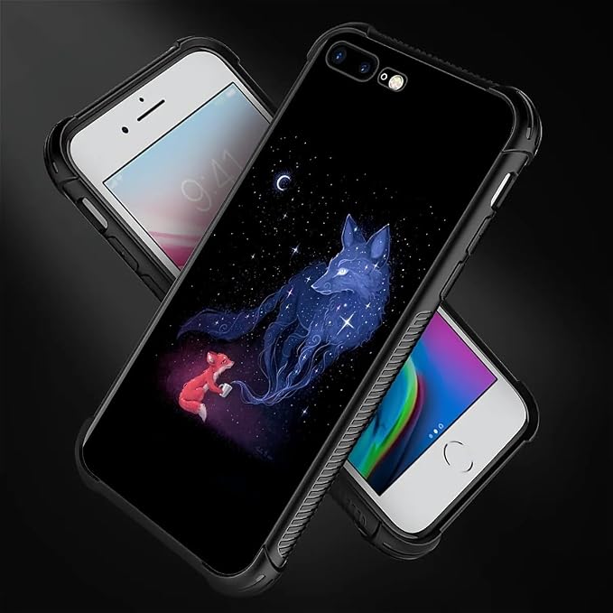 for iPhone 7 Plus/8 Plus Case, Galaxy Fox Wolf Pattern Graphic Design Girl Boy - Image 4