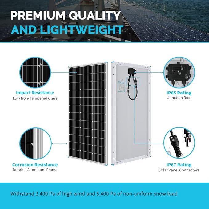 Renogy 200 Watts 12 Volts Monocrystalline RV Solar Panel Kit - Image 3