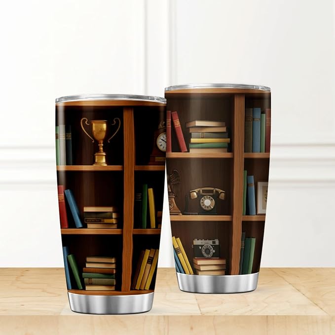 CUBICER Bookshelf Design Stainless Steel Tumbler 20 Oz - Image 2