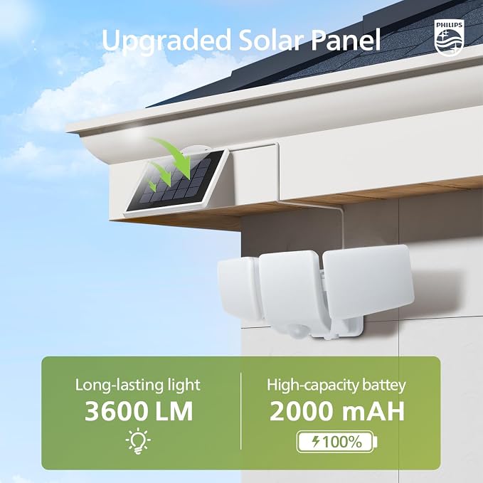 Philips 3600LM Solar Security Lights, 5000K Waterproof Dimmable LED Motion - Image 7