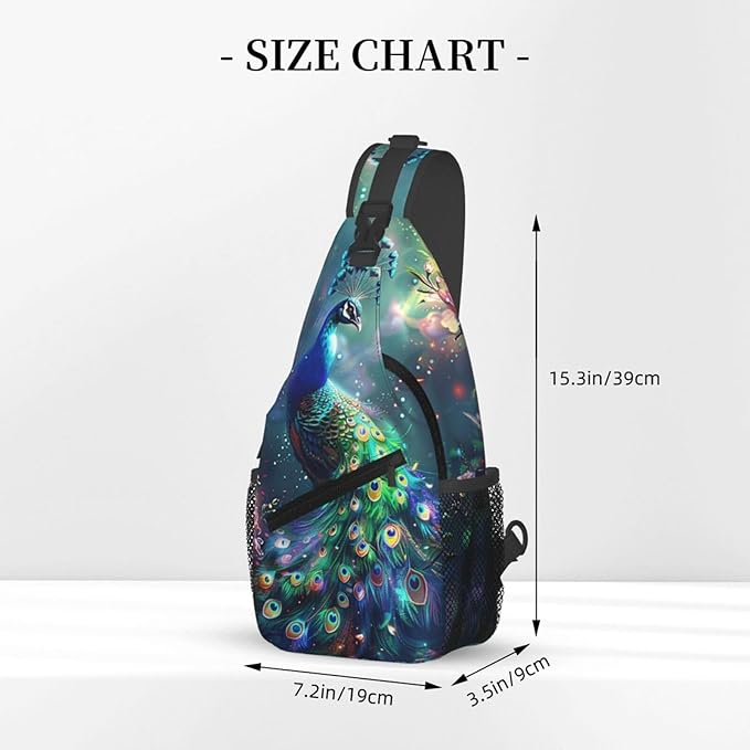 Peacock Sling Bag For Women Men Fashion Backpack Crossbody Beautiful Peacock - Image 3