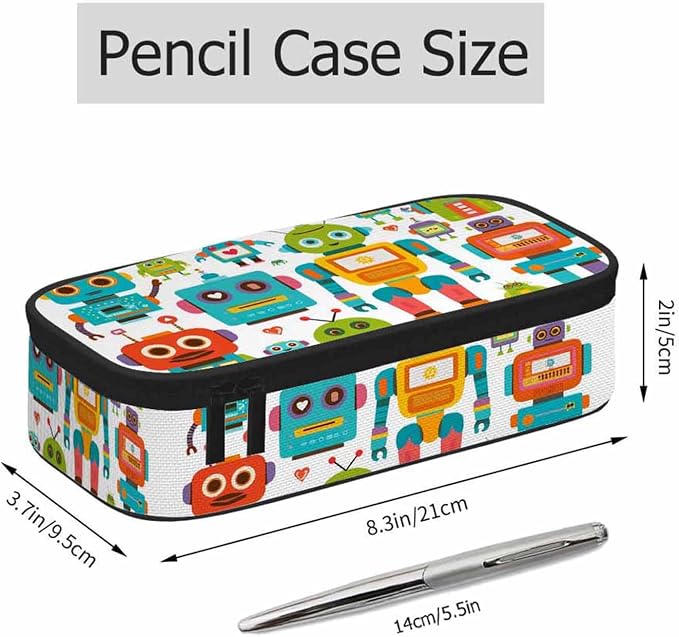 Retro Robots Pencil Case Mecha Deformation Cartoon Game Pencil Bag Pouch Box - Image 2
