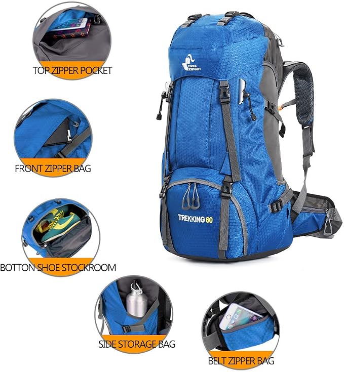 Bseash 60L Waterproof Hiking Camping Backpack - Image 3