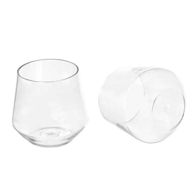 Amazon Basics Tritan Glasses, Dishwasher Safe, BPA-Free Plastic, Stemless Wine - Image 3
