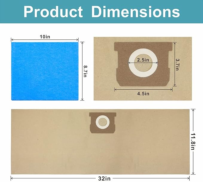 Pack 12 19-3100 Vacuum Bags for Stanley Shop Vac 5-6 Gallon Wet/Dry Vacuums - Image 3