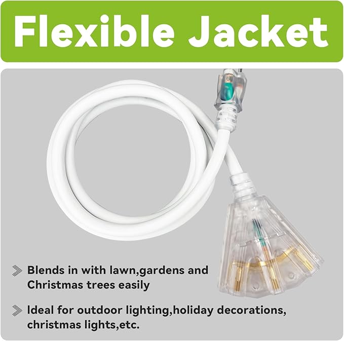 EP 10FT 12 Gauge Heavy Duty Extension Cord, 15A 125V 1875W, 3 Outlet - Image 6