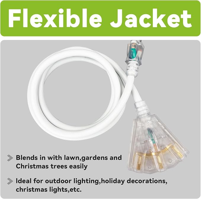 EP 6FT 12 Gauge Heavy Duty Extension Cord, 15A 125V 1875W, 3 Outlet - Image 6
