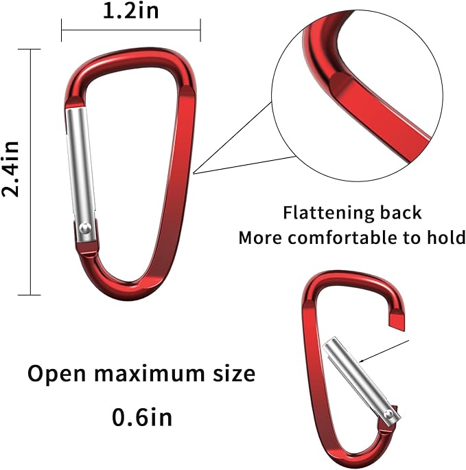 2.4" 24pcs Small Carabiner Clip Keychain, Aluminum D Ring Shape Clips - Image 2