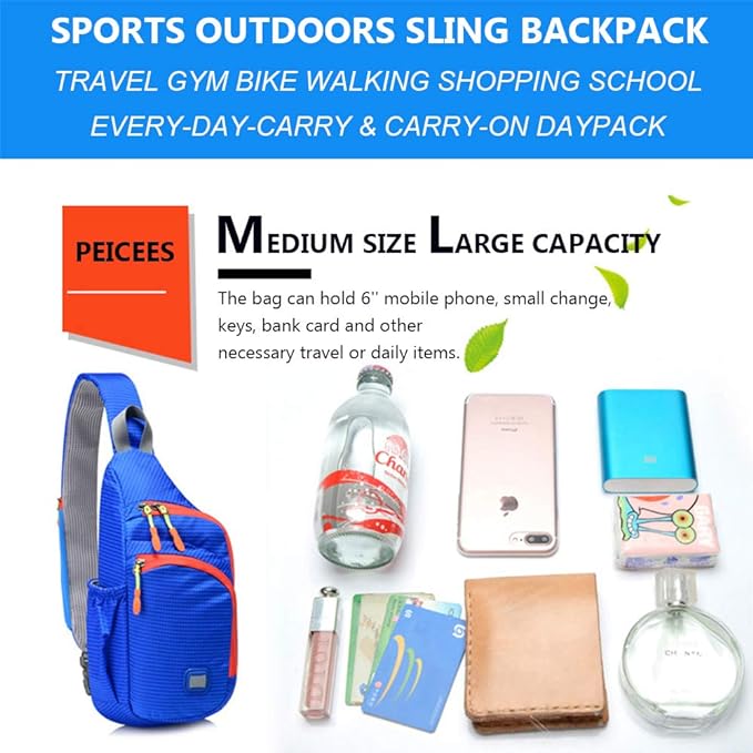 Peicees Small Sling Backpack Waterproof Unisex Shoulder Bag Chest Crossbody - Image 4