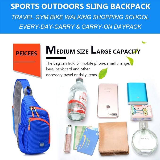 Peicees Small Sling Backpack Waterproof Unisex Shoulder Bag Chest Crossbody - Image 5