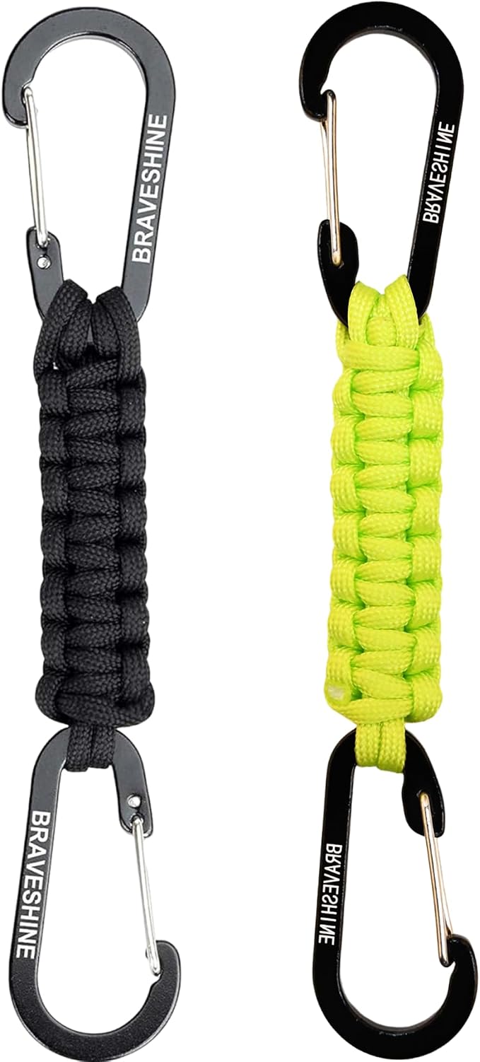 BRAVESHINE Paracord Keychain Carabiner Clip, D Ring Lanyard Hanger Stroller Hook by BRAVESHINE
