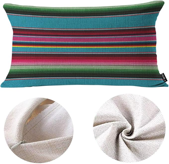EKOBLA Decorative Lumber Cushion Case Mexican Stripes Pattern Ethnic Cinco De - Image 6