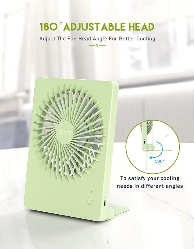 Zuvas Desk Fan Battery Operated Fan Rechargeable 180°Tilt Folding Personal Fan - Image 5