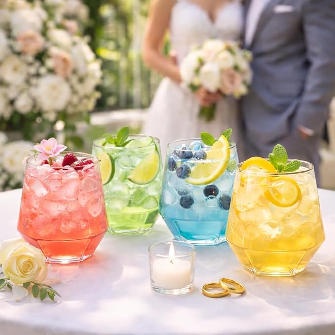 Oojami 40 count Diamond 12 Ounce Cups Unbreakable Stemless Plastic Wine - Image 3