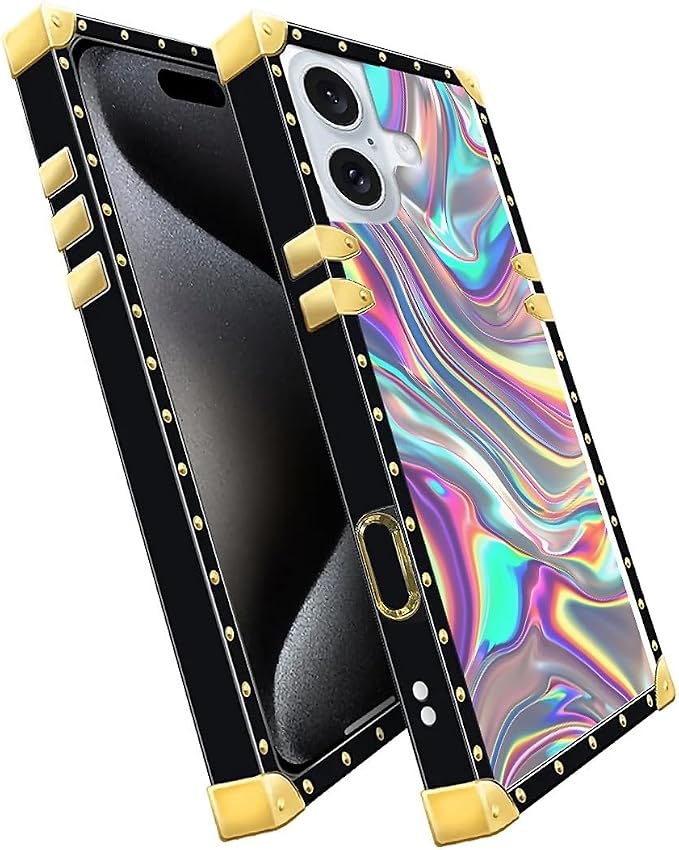 Compatible with iPhone 16 Plus Case, Holographic Abstract Iridescent Textures - Image 2